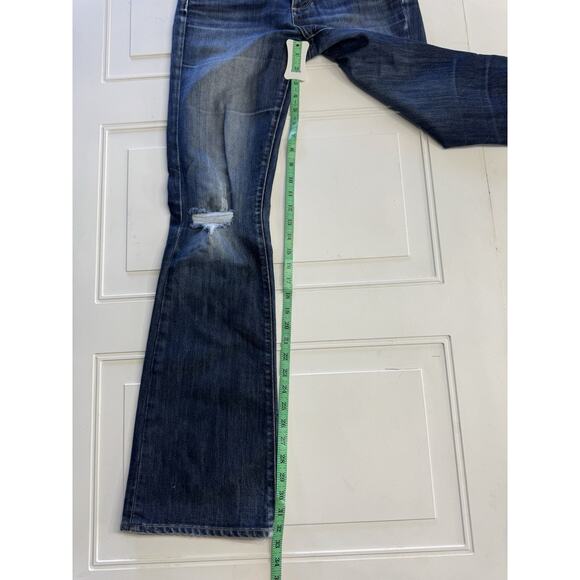 Paige Premium Womens 28x32 Hidden Hills Distressed Bootcut Flare Dark Wash Jeans - Picture 3 of 7